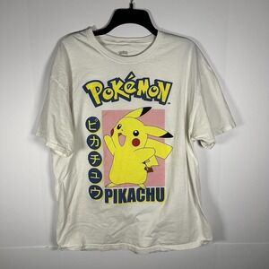 Mens Pokemon Pikachu Licensed White T-shirt Size XL Extra Large